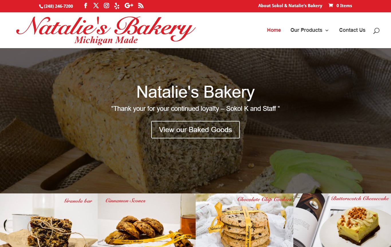 Natalies Bakery website